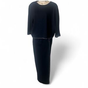 Lennie For Nina Leonard Navy Sweater‎ Maxi Skirt Set